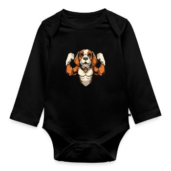 Beagle - Organic Longsleeve Baby Bodysuit - black - Front
