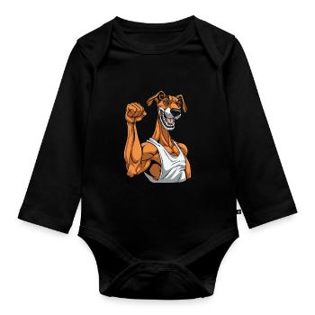 Lévrier de remise en forme - Body Bébé bio manches longues - noir - Devant