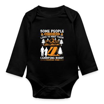 Husband And Wife Camping Partner Couple Matching - Organic Longsleeve Baby Bodysuit - black - Front
