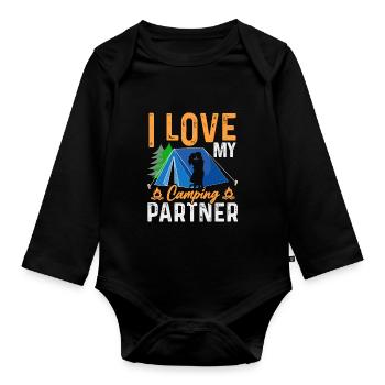Husband And Wife Camping Partner Couple Matching - Organic Longsleeve Baby Bodysuit - black - Front