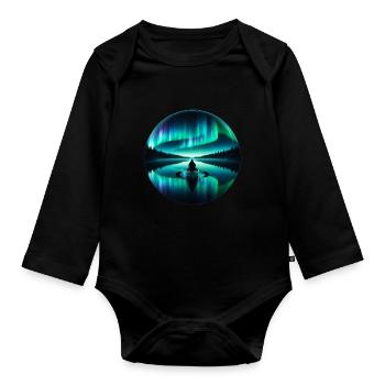 Aurora Aurora Tracker Alaska Wilderness - Organic Longsleeve Baby Bodysuit - black - Front