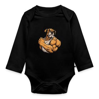 Bouledogue de fitness - Body Bébé bio manches longues - noir - Devant