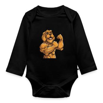 Fitness Golden Doodle Dog - Organic Longsleeve Baby Bodysuit - black - Front