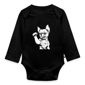 Chihuahua I Love Mom - Baby Bio-Langarm-Body - Schwarz - Vorne