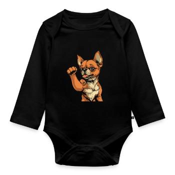 Chihuahua I Love Mom - Baby Bio-Langarm-Body - Schwarz - Vorne
