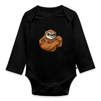 Faultier I Love Dad - Baby Bio-Langarm-Body - Schwarz - Vorne