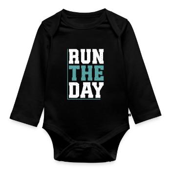 26. 2 Marathonläufer Lustiger Marathon Zitat - Baby Bio-Langarm-Body - Schwarz - Vorne