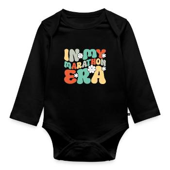 26. 2 Marathonläufer Lustiger Marathon Zitat - Baby Bio-Langarm-Body - Schwarz - Vorne