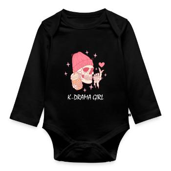 K-Drama Liebhaber Lustig KDrama Mama - Baby Bio-Langarm-Body - Schwarz - Vorne