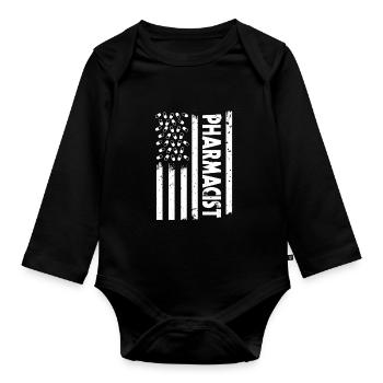 Drapeau de l’Amérique de l’apothicaire - Body Bébé bio manches longues - noir - Devant