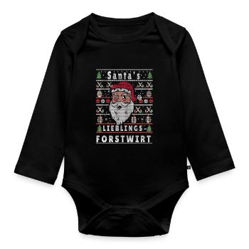 Ugly Christmas SANTA'S FAVORITE FORESTER - Organic Longsleeve Baby Bodysuit - black - Front