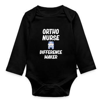 ortho Ortho Nurse Difference Maker Surgical - Organic Longsleeve Baby Bodysuit - black - Front