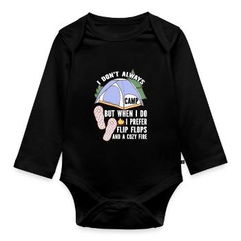 Camping Flip Flops Camper Natur Outdoor - Baby Bio-Langarm-Body - Schwarz - Vorne