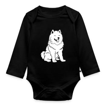 Humour Chien Samoyède - Body Bébé bio manches longues - noir - Devant