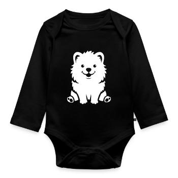 Samojede - Baby Bio-Langarm-Body - Schwarz - Vorne