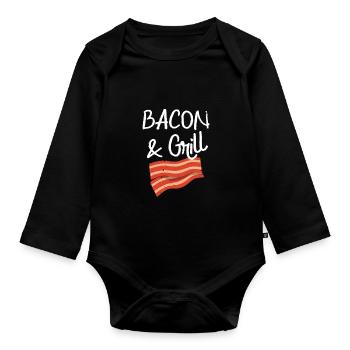 Bacon & Grill Fun Breakfast Bacon Lovers - Organic Longsleeve Baby Bodysuit - black - Front