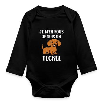 Humour chien teckel - Body Bébé bio manches longues - noir - Devant