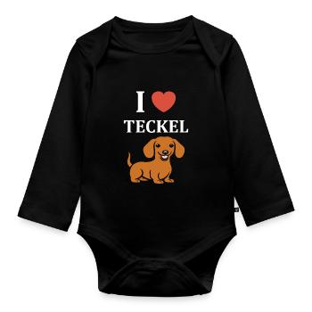 Humour chien teckel - Body Bébé bio manches longues - noir - Devant