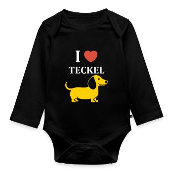 Humour chien teckel - Body Bébé bio manches longues - noir - Devant