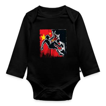 Grimpeur chinois - Escalade de bloc en détresse - Body Bébé bio manches longues - noir - Devant