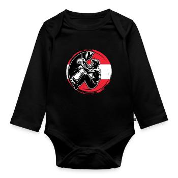 Grimpeur autrichien – Escalade de bloc en détresse - Body Bébé bio manches longues - noir - Devant