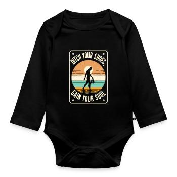 Barefood Lifestlye Ntural Foot Health Foot - Organic Longsleeve Baby Bodysuit - black - Front