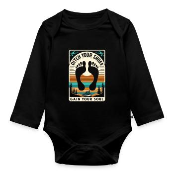 Barefood Lifestylee Ntural Foot Health Foot - Organic Longsleeve Baby Bodysuit - black - Front