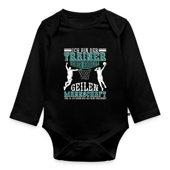 Basketball Basketballtrainer Basketballmannschaft - Baby Bio-Langarm-Body - Schwarz - Vorne