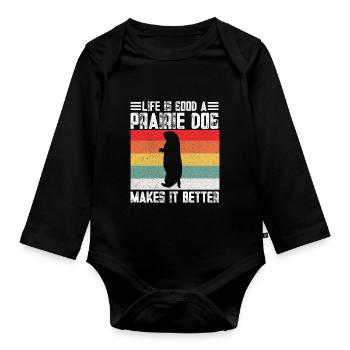 Funny Prairie - Chien amant drôle de rongeur - Body Bébé bio manches longues - noir - Devant