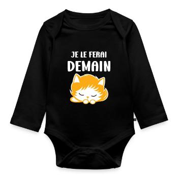 Je le ferai demain - Body Bébé bio manches longues - noir - Devant