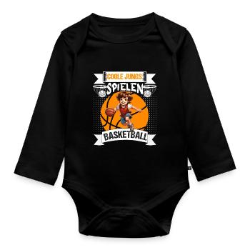 Basketball Basketballer Coole Jungs - Baby Bio-Langarm-Body - Schwarz - Vorne