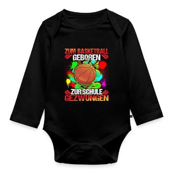 Basketball Basketballspieler Zur Schule gezwungen - Baby Bio-Langarm-Body - Schwarz - Vorne