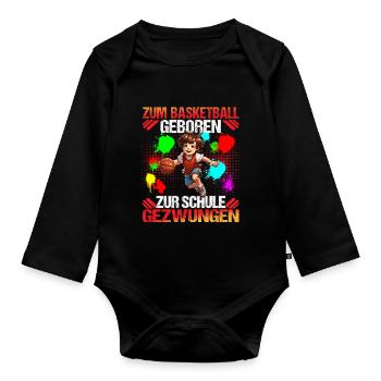 Basketball Basketballspieler Zur Schule gezwungen - Baby Bio-Langarm-Body - Schwarz - Vorne