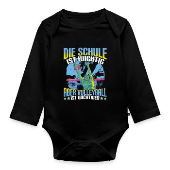 Volleyball Volleyballerin Die Schule ist wichtig - Baby Bio-Langarm-Body - Schwarz - Vorne