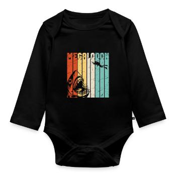 Megalodon Shark Biology Ocean Shark Lover - Organic Longsleeve Baby Bodysuit - black - Front