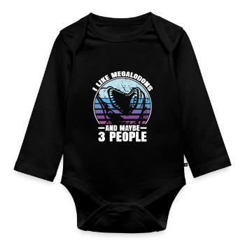 Megalodon Shark Biology Ocean Shark Lover - Organic Longsleeve Baby Bodysuit - black - Front