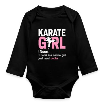 Karate Girl Funny Martial Arts Black Belt Karate - Organic Longsleeve Baby Bodysuit - black - Front