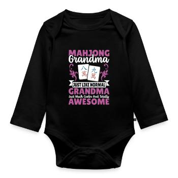 Cadeau pour les fans de Mahjong - Body Bébé bio manches longues - noir - Devant