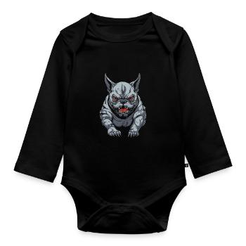 French Bulldog Angry - Organic Longsleeve Baby Bodysuit - black - Front