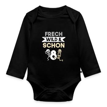8 Ans Anniversaire Garçon Fille Squelette - Body Bébé bio manches longues - noir - Devant