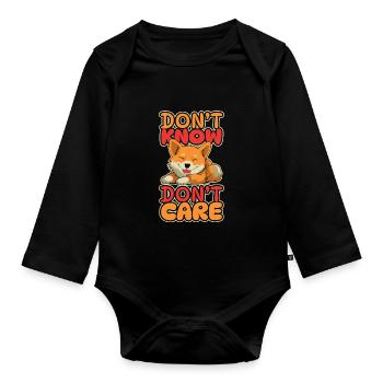 Shiba Inu Drôle Ne Pas Savoir Ne Pas Se Soucier - Body Bébé bio manches longues - noir - Devant