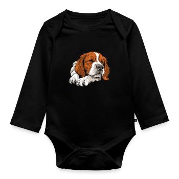 Épagneul breton - Body Bébé bio manches longues - noir - Devant