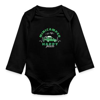 Minicamper Happy Camping-Camper Microcamper - Organic Longsleeve Baby Bodysuit - black - Front