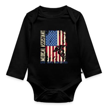 Medical Assistant Live Love Save Lives - Organic Longsleeve Baby Bodysuit - black - Front
