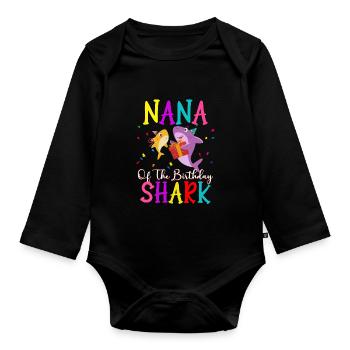 Nana De La Famille D’anniversaire Requin Matching - Body Bébé bio manches longues - noir - Devant