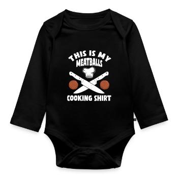 schwedischeSchwedische Fleischbällchen Kochshirt - Baby Bio-Langarm-Body - Schwarz - Vorne