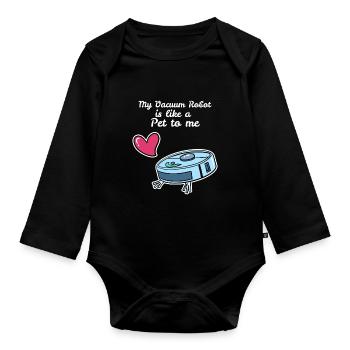 Like A Pet Saugroboter Staubsauger - Baby Bio-Langarm-Body - Schwarz - Vorne