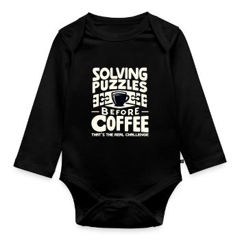 Puzzle Lover Jigzaw Puzzle Jeu de société Puzzler - Body Bébé bio manches longues - noir - Devant