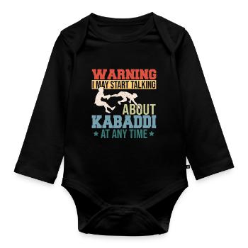 Geschenk für Kabaddi Liebhaber - Baby Bio-Langarm-Body - Schwarz - Vorne