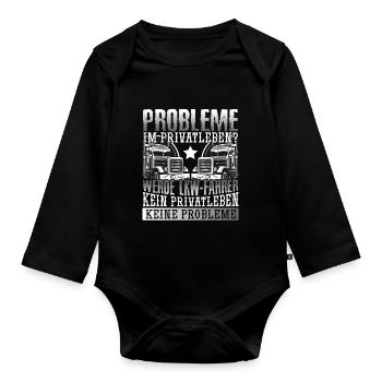 LKW Berufskraftfahrer LKW-Fahrer - Baby Bio-Langarm-Body - Schwarz - Vorne